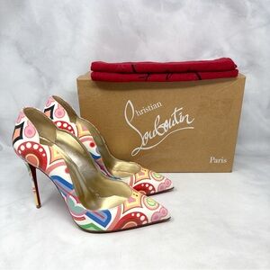 Christian Louboutin Hot Chick 100 Patent Leather Pointed Toe Pumps Heels Tivoli
